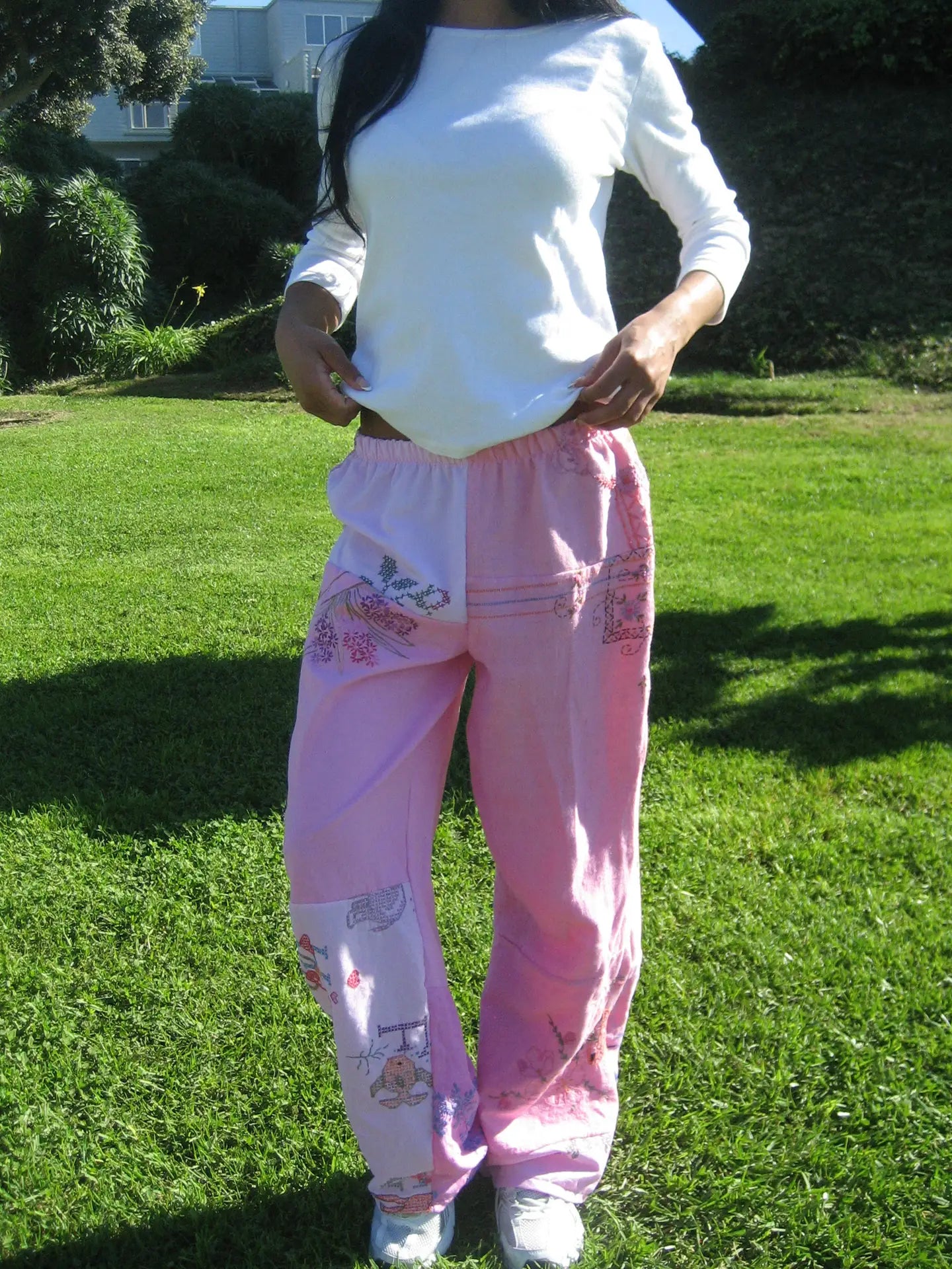 Embroidered Patch Pants- Upcycled