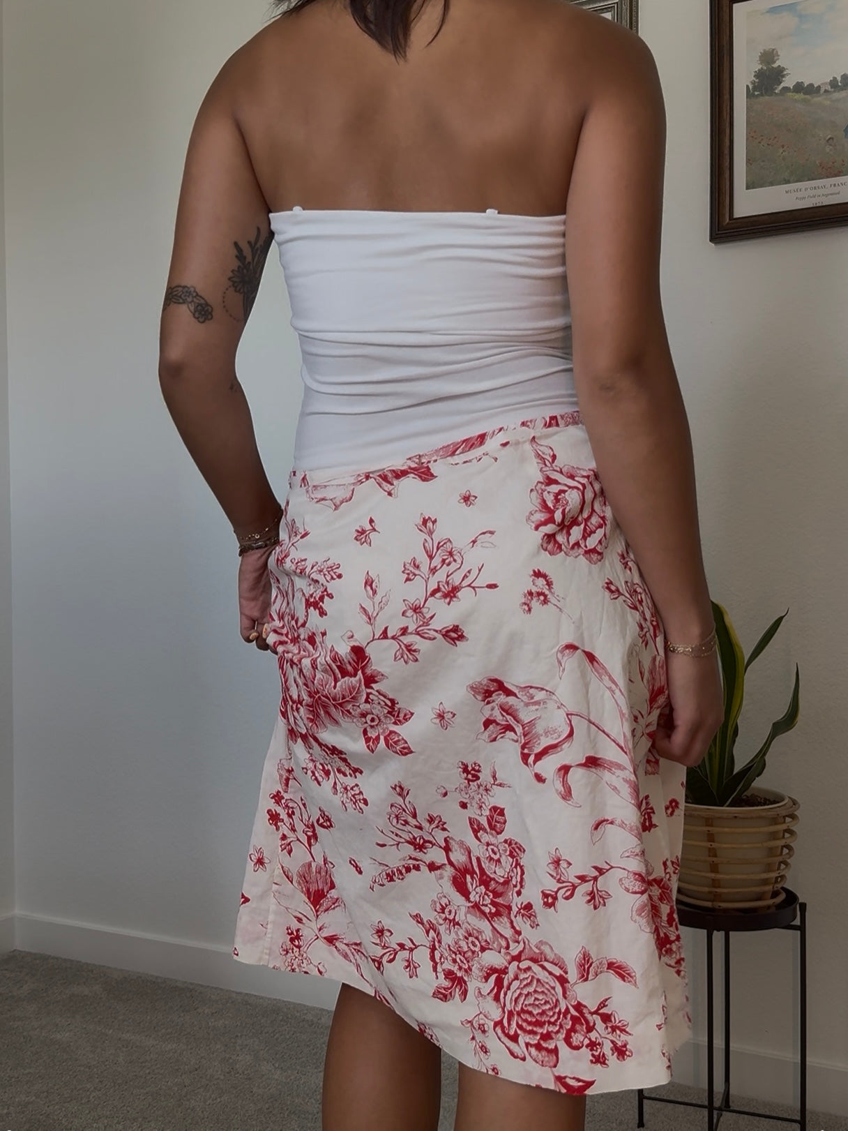 Red Floral Skirt- M