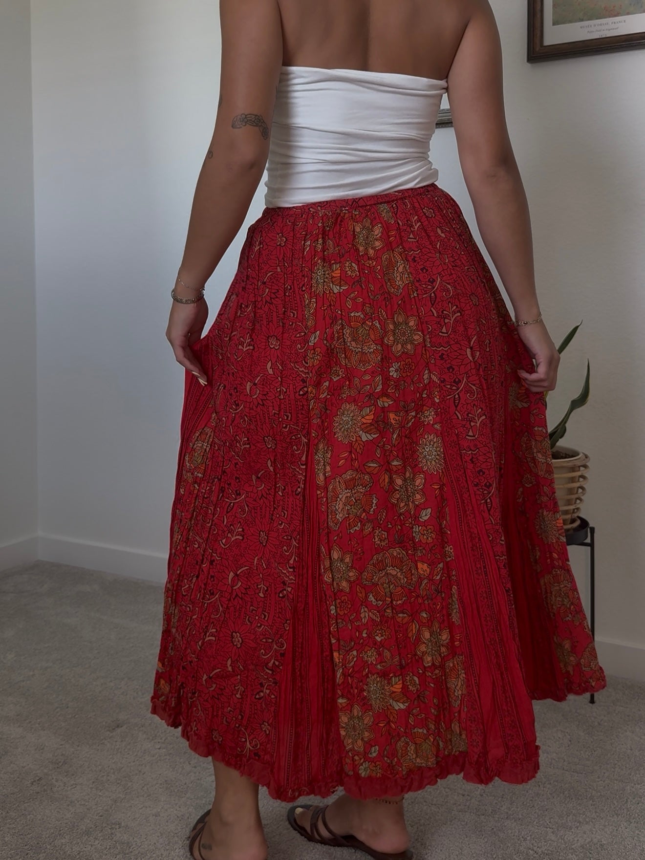 Red Maxi Skirt- S
