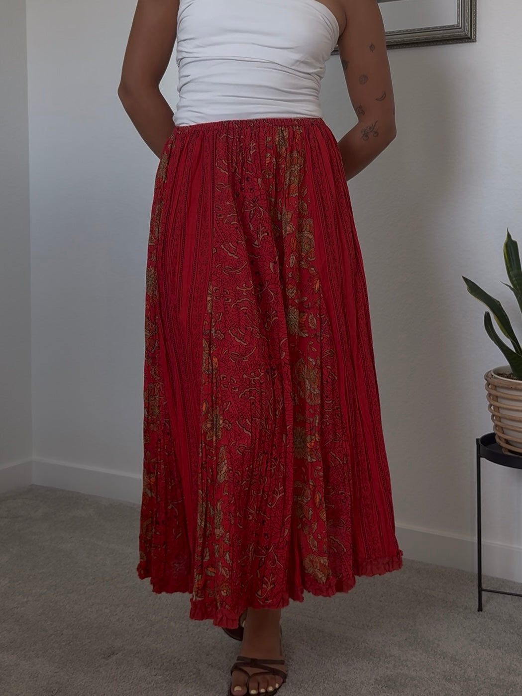 Red Maxi Skirt- S