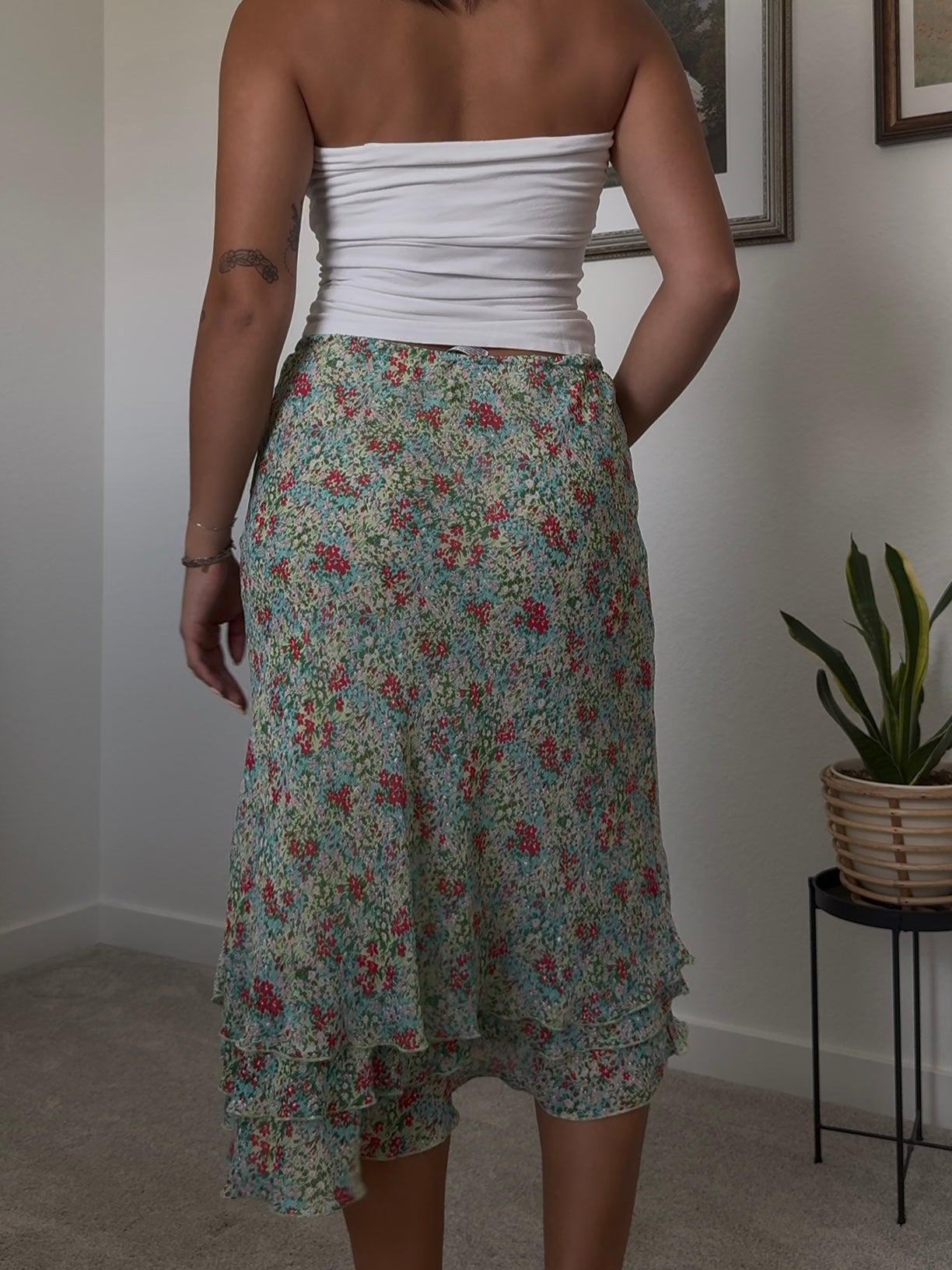 Green Floral Skirt- M