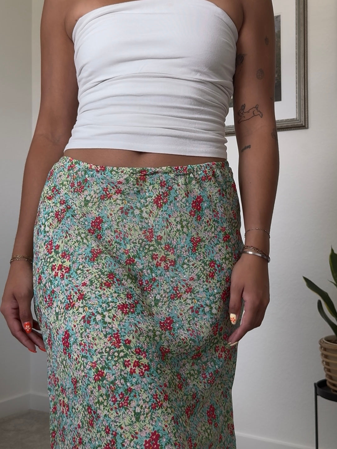 Green Floral Skirt- M