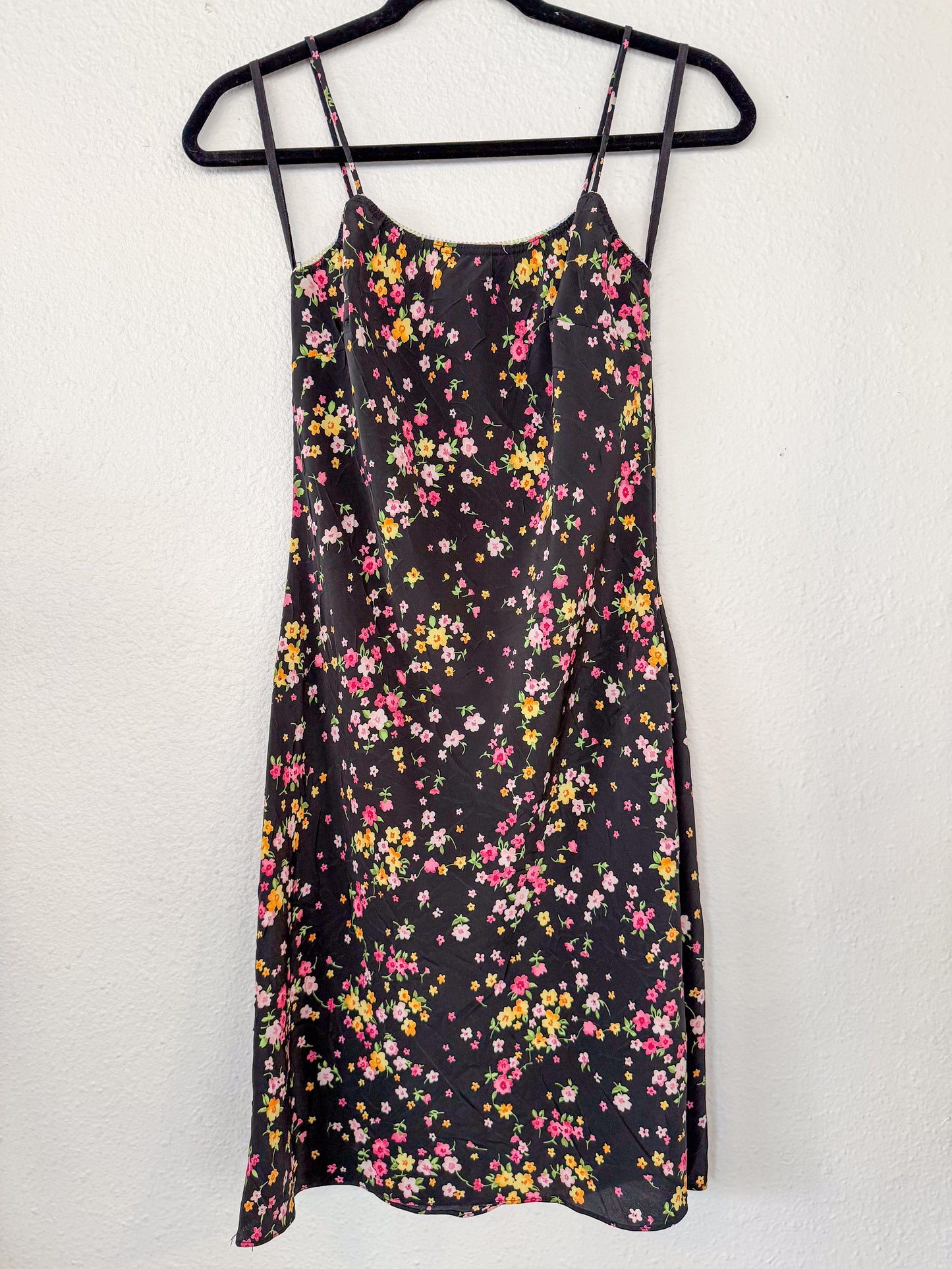 Black Floral Mini Dress- S