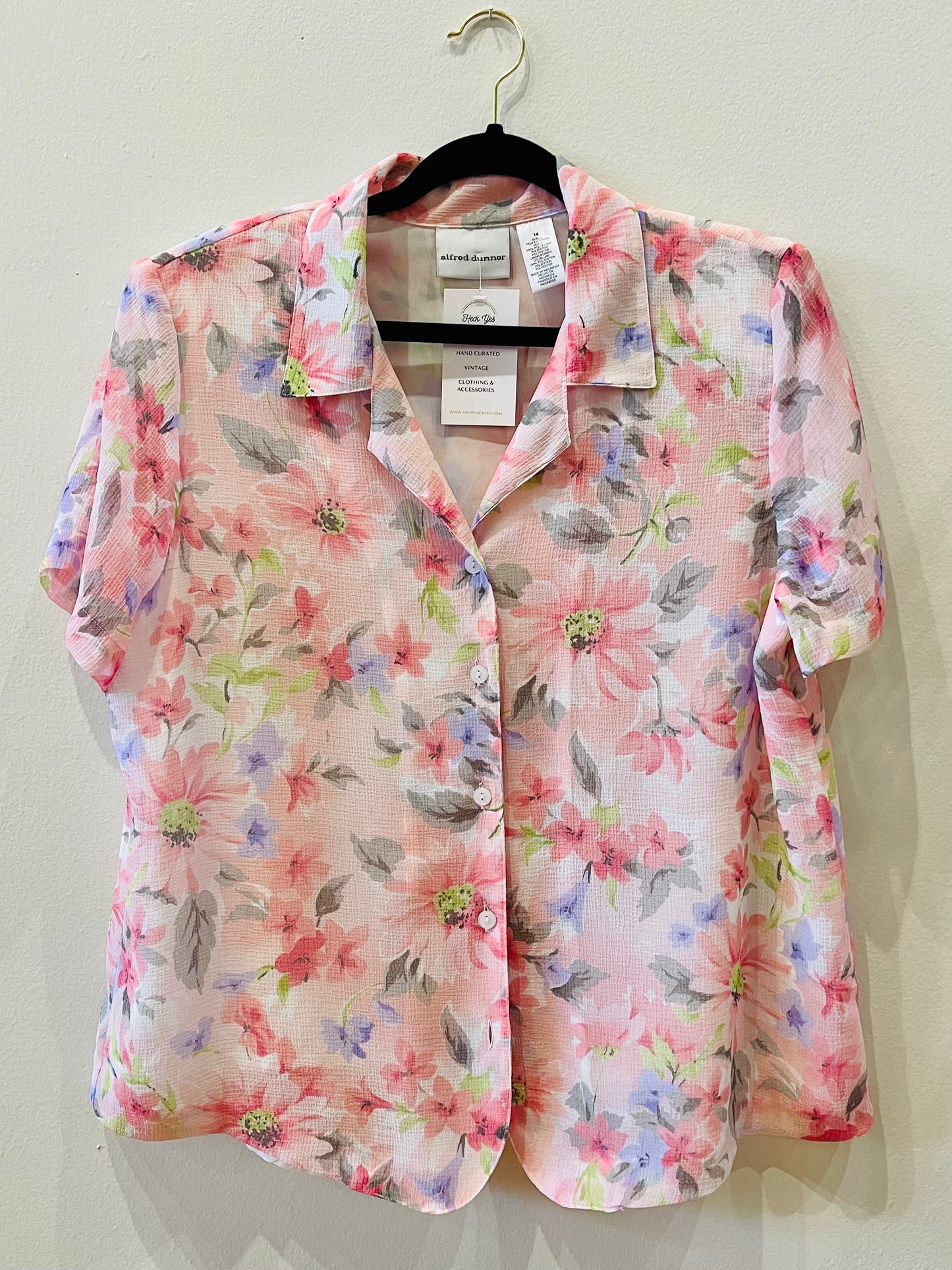 Pink Floral Blouse (L)