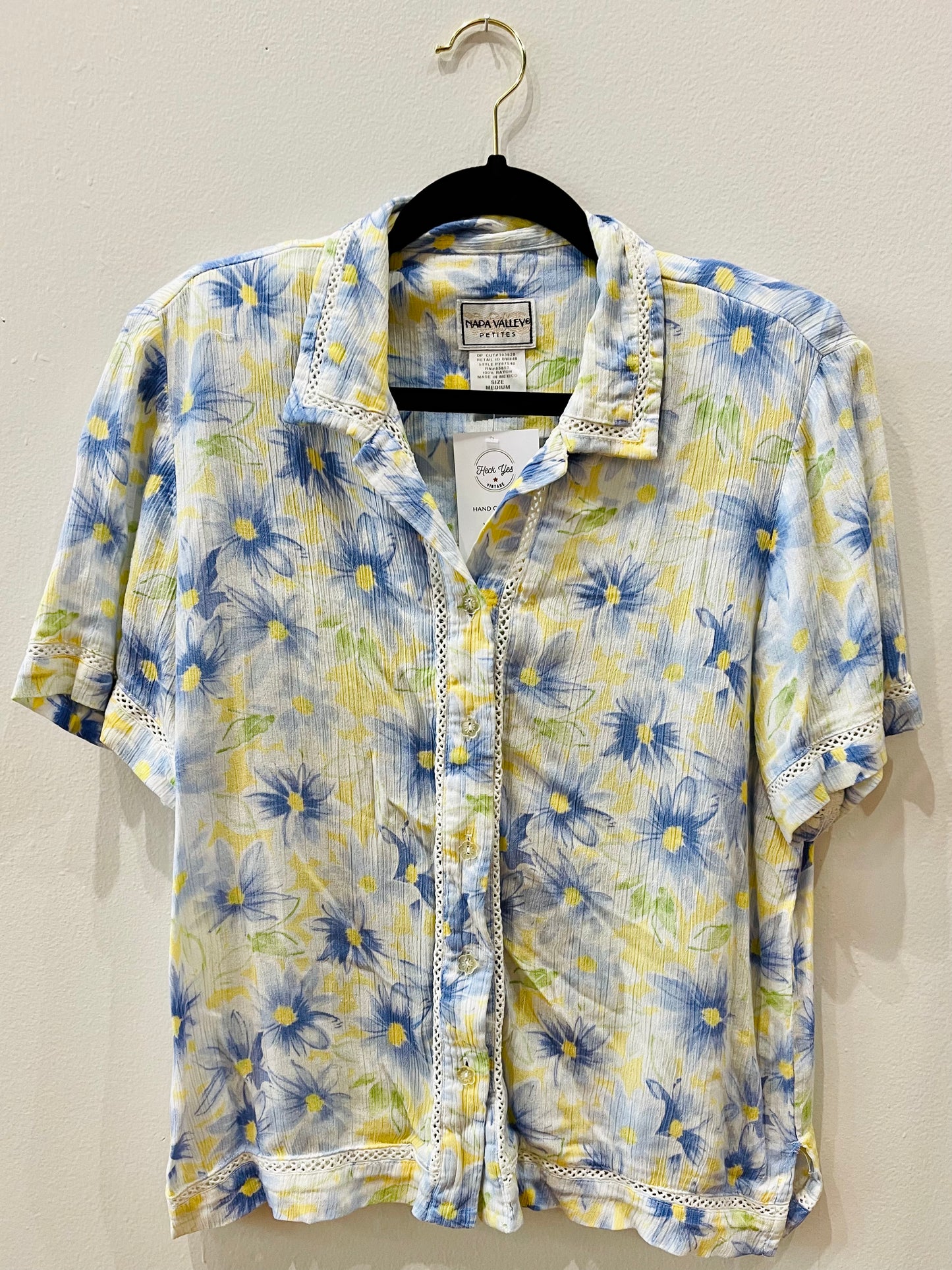 Yellow and Blue Floral Blouse