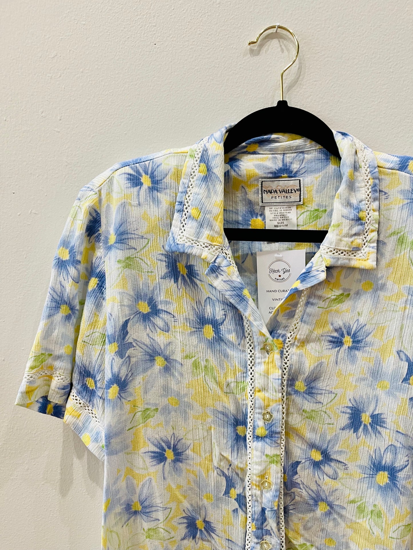 Yellow and Blue Floral Blouse