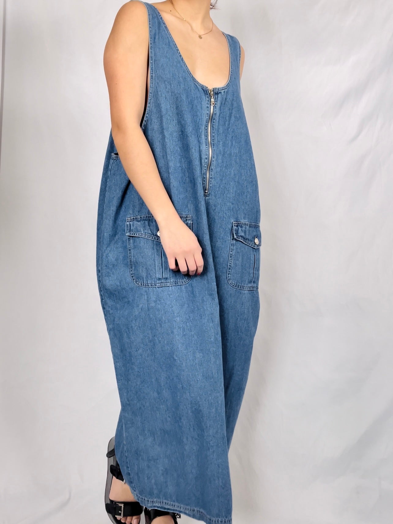 Farmers Market Denim Maxi Dress (L)