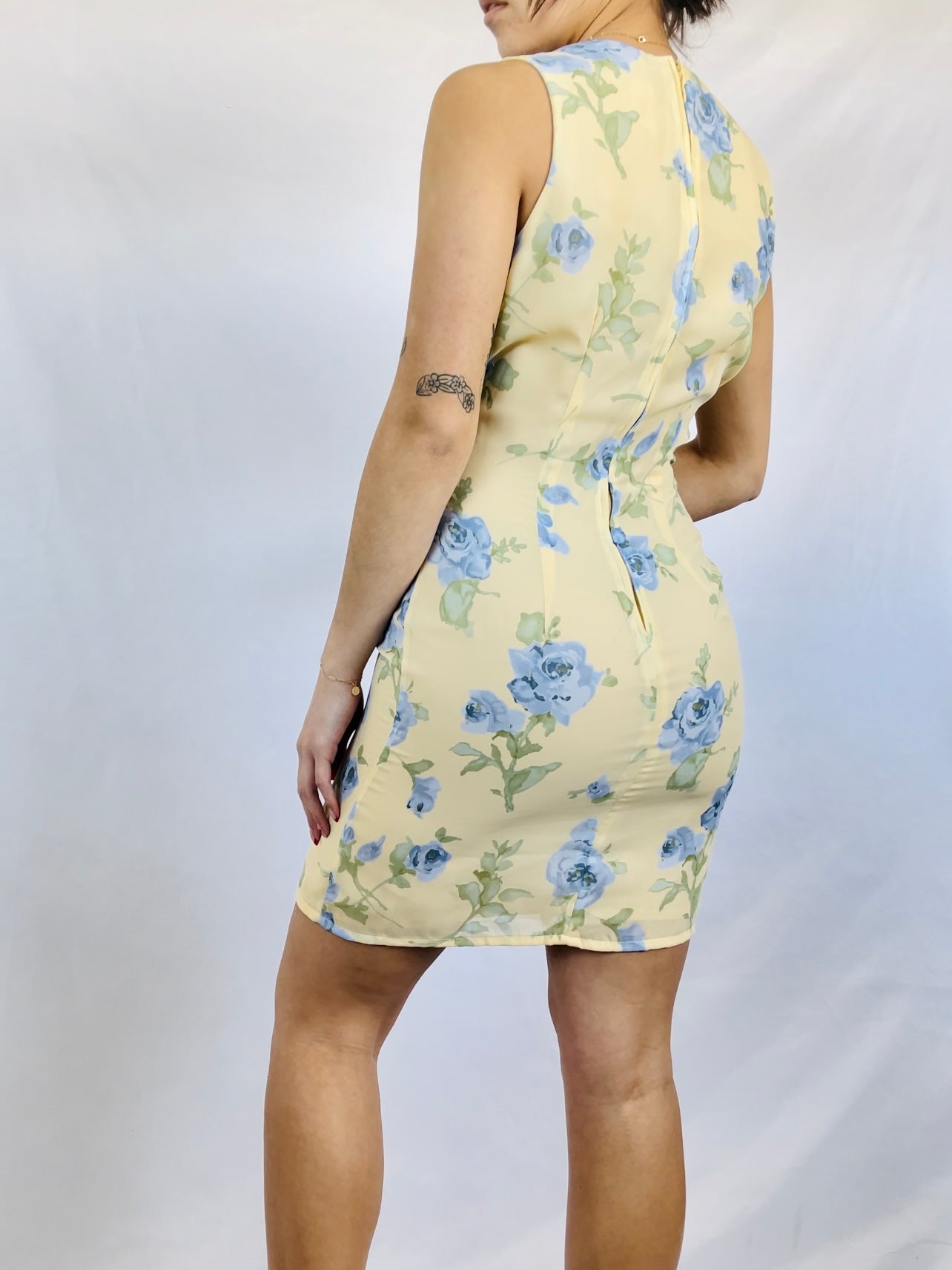 Yellow Floral Mini Dress (S)