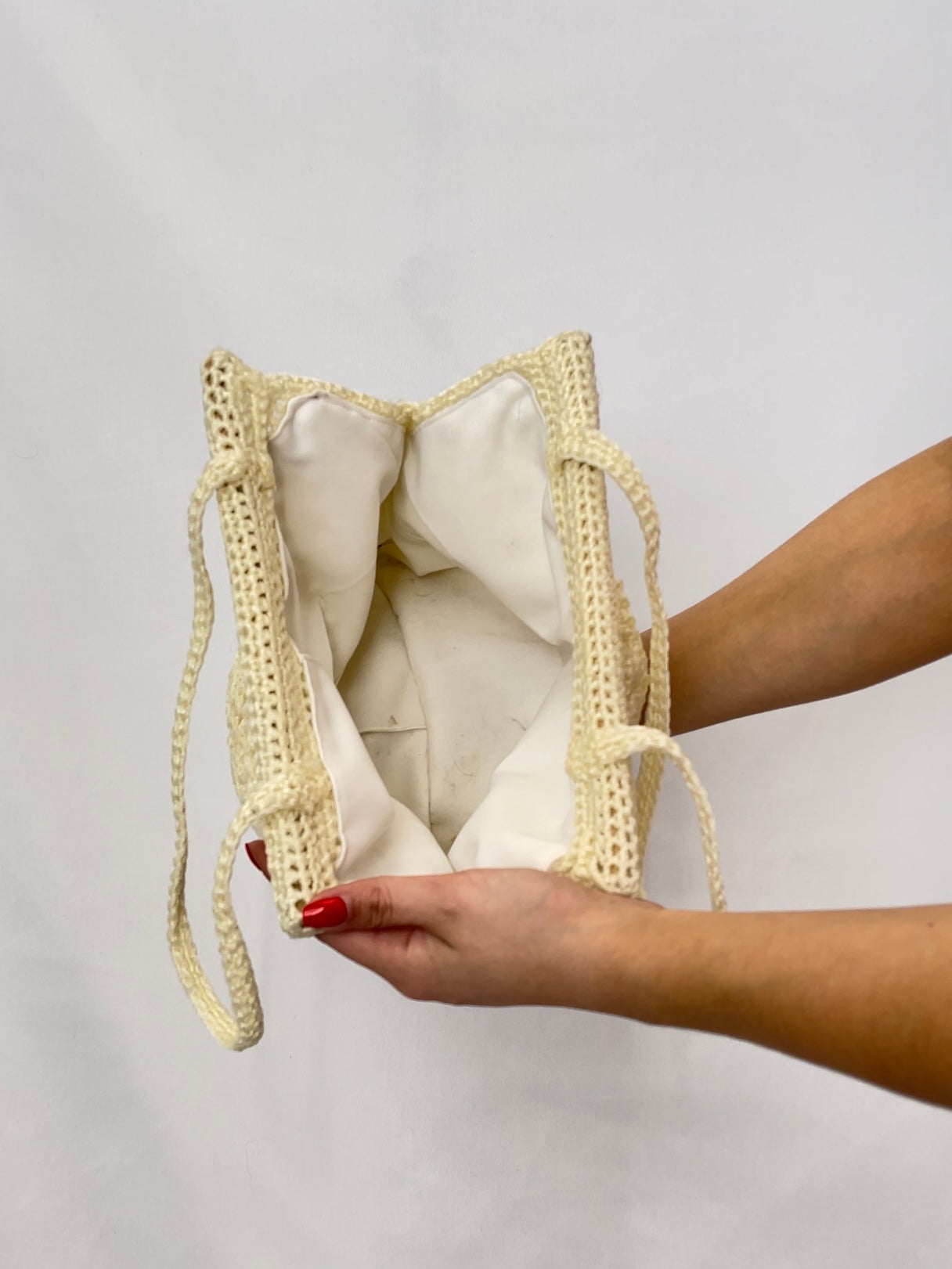 Cream Knit Book Bag