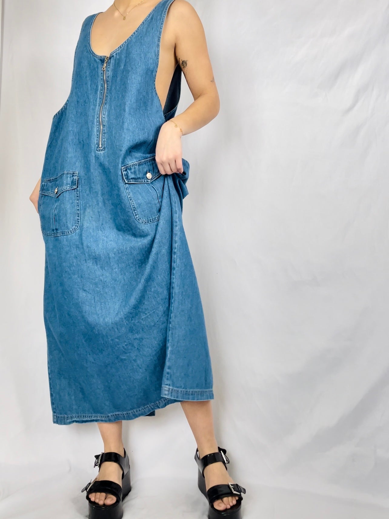 Farmers Market Denim Maxi Dress (L)