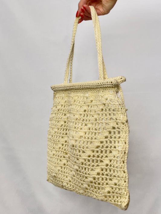 Cream Knit Book Bag
