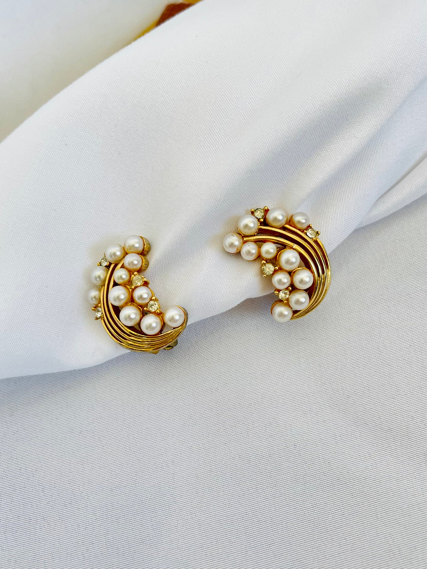 Pearl & Gold Cluster Earrings