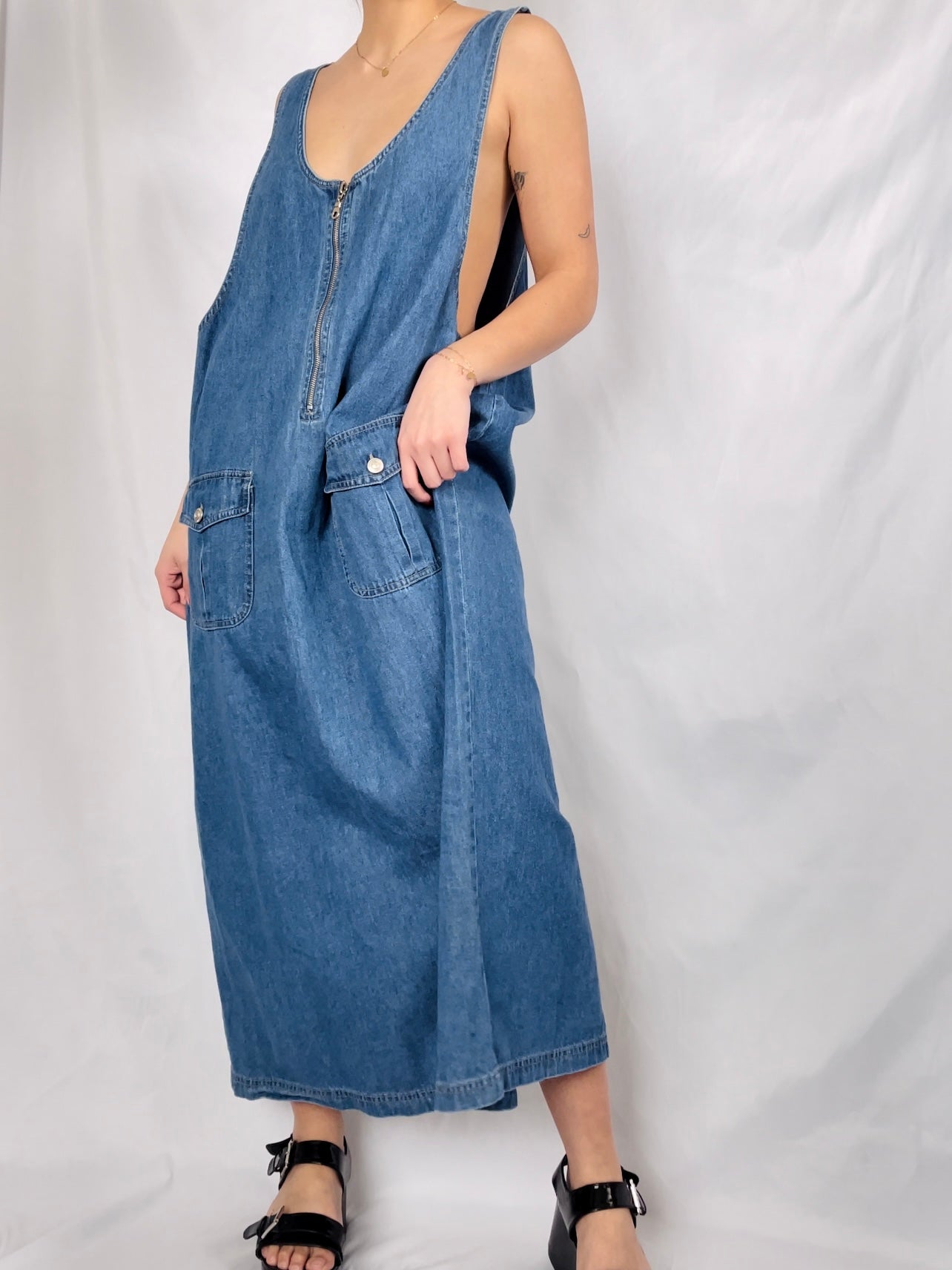 Farmers Market Denim Maxi Dress (L)