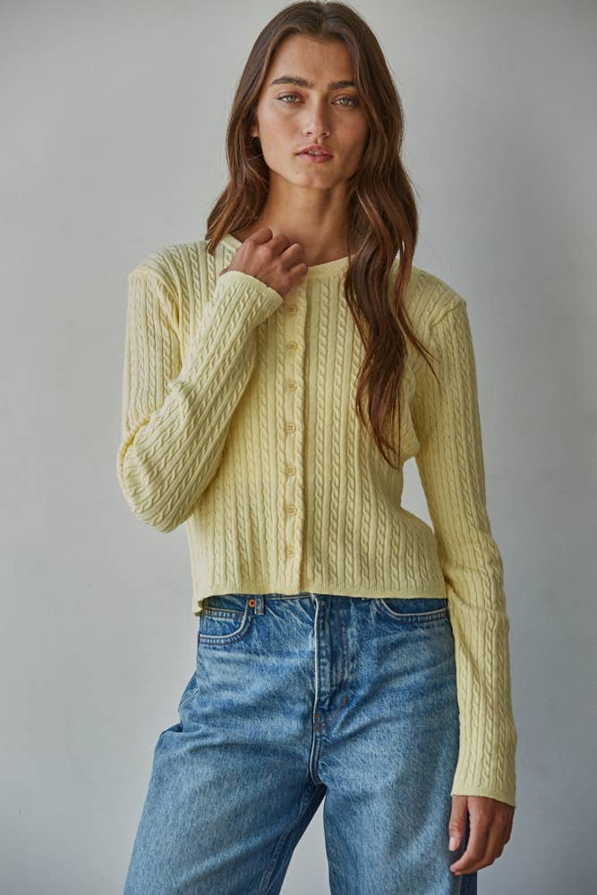 Cable Sweater Cotton Cardigan