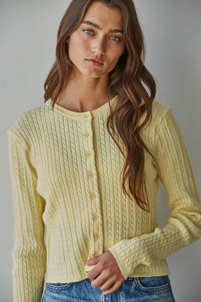 Cable Sweater Cotton Cardigan