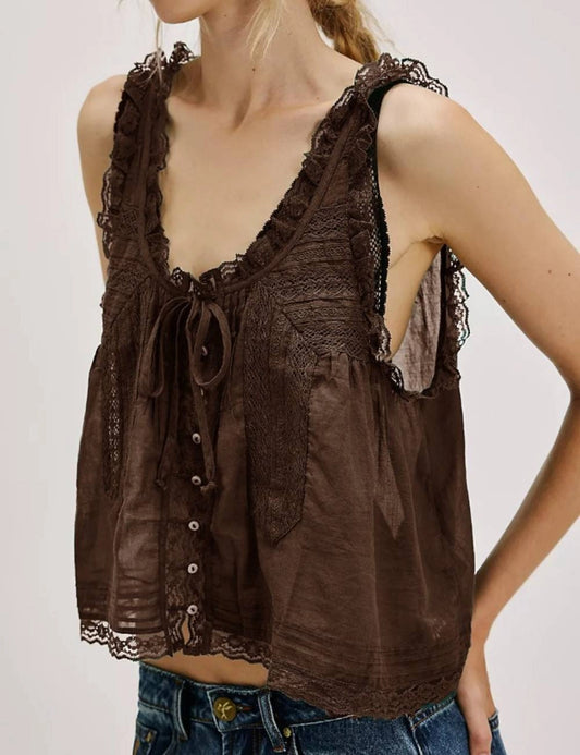 Lantern Lace Trim Top