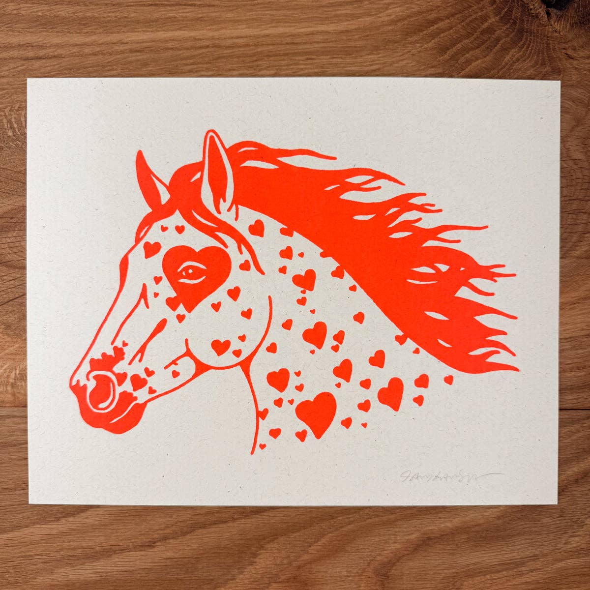 Bronco Hearts 10x8in Silkscreen Print