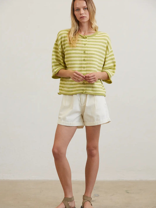 Green Stripe Half Cardigan