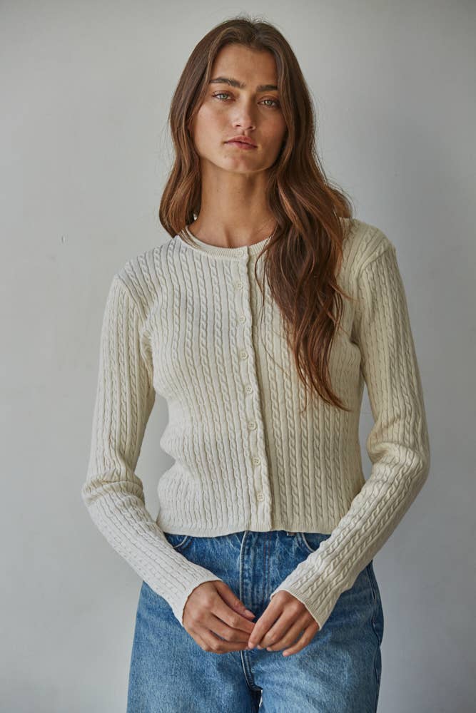 Cable Sweater Cotton Cardigan