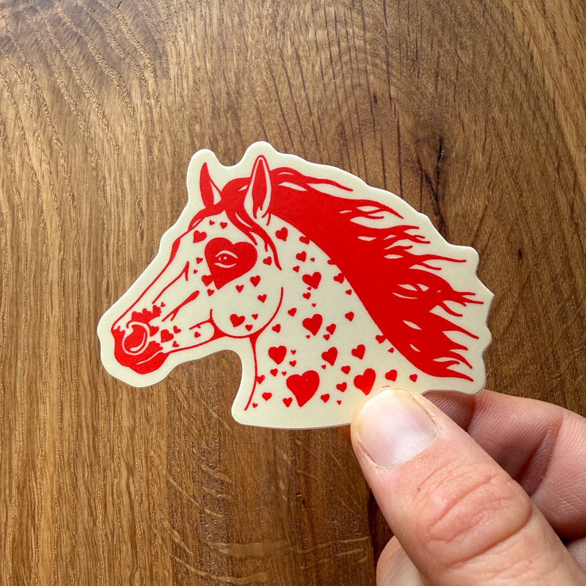 Bronco Hearts Horse Sticker