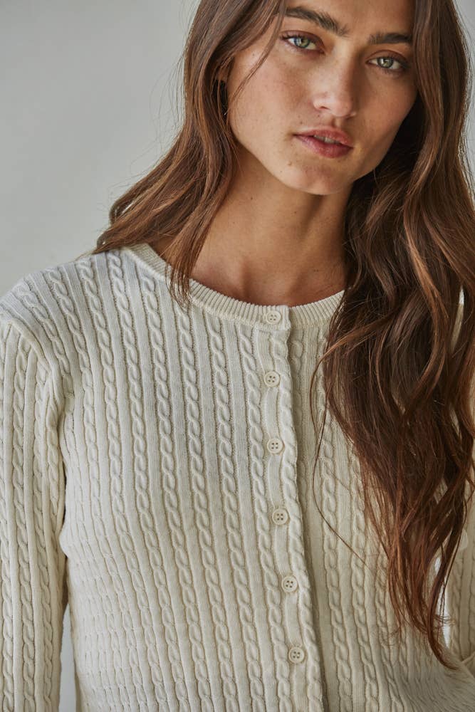 Cable Sweater Cotton Cardigan