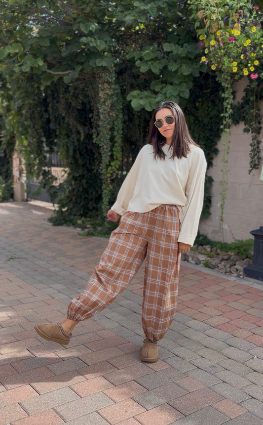 Latte Plaid Joggers