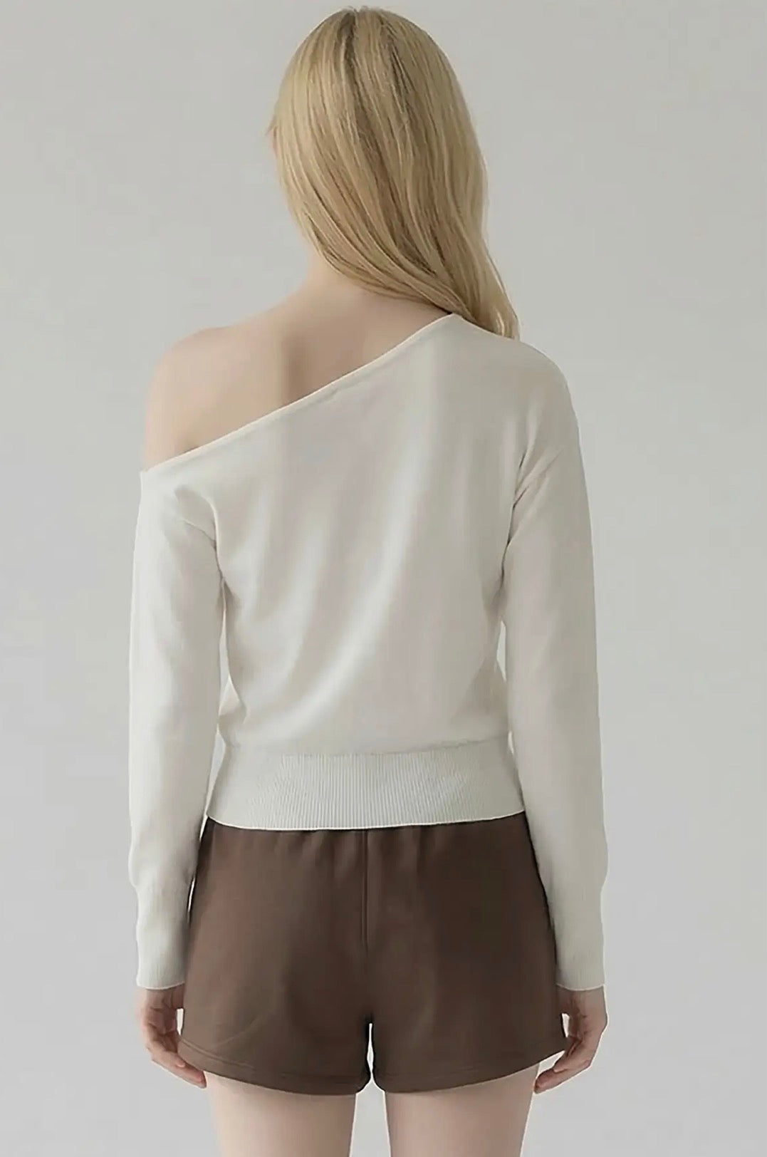 Cotton One Shoulder Sweater in White