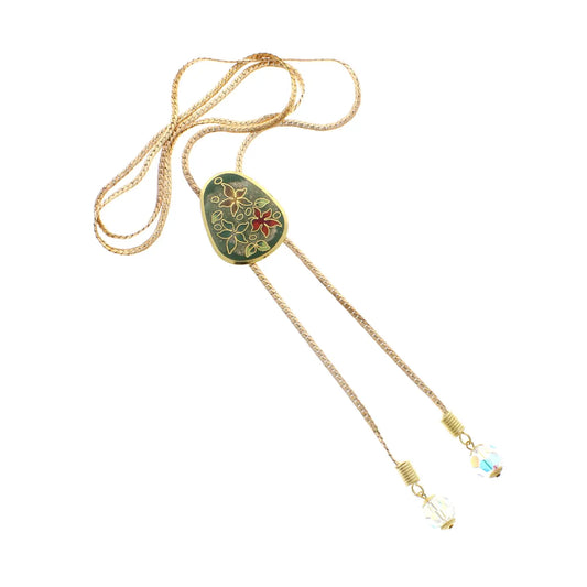 Emerald Enamel Chain Bolo Necklace