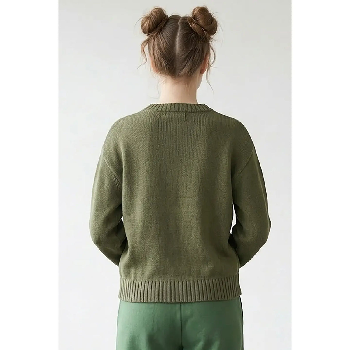 Cotton Crewneck Sweater in Olive