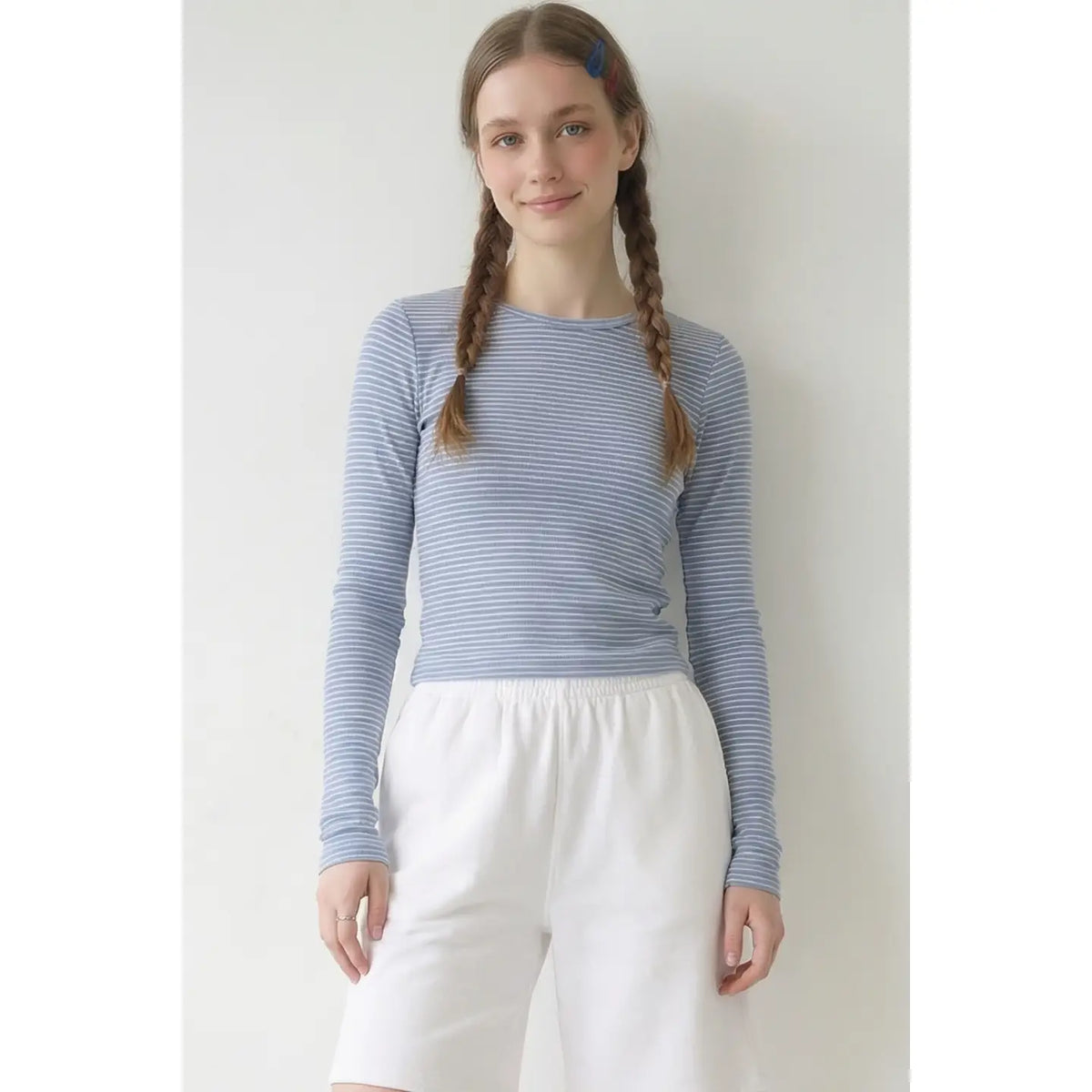 LS Striped Blue Tee