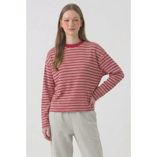 Striped Sweatshirt in Red