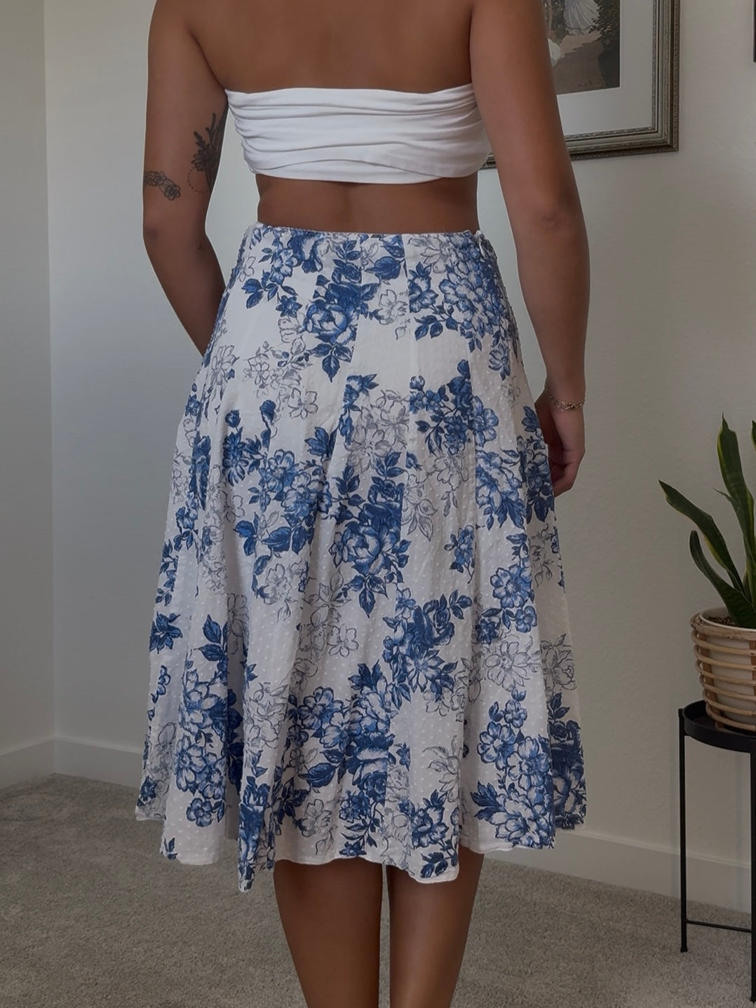Blue Floral Skirt- S