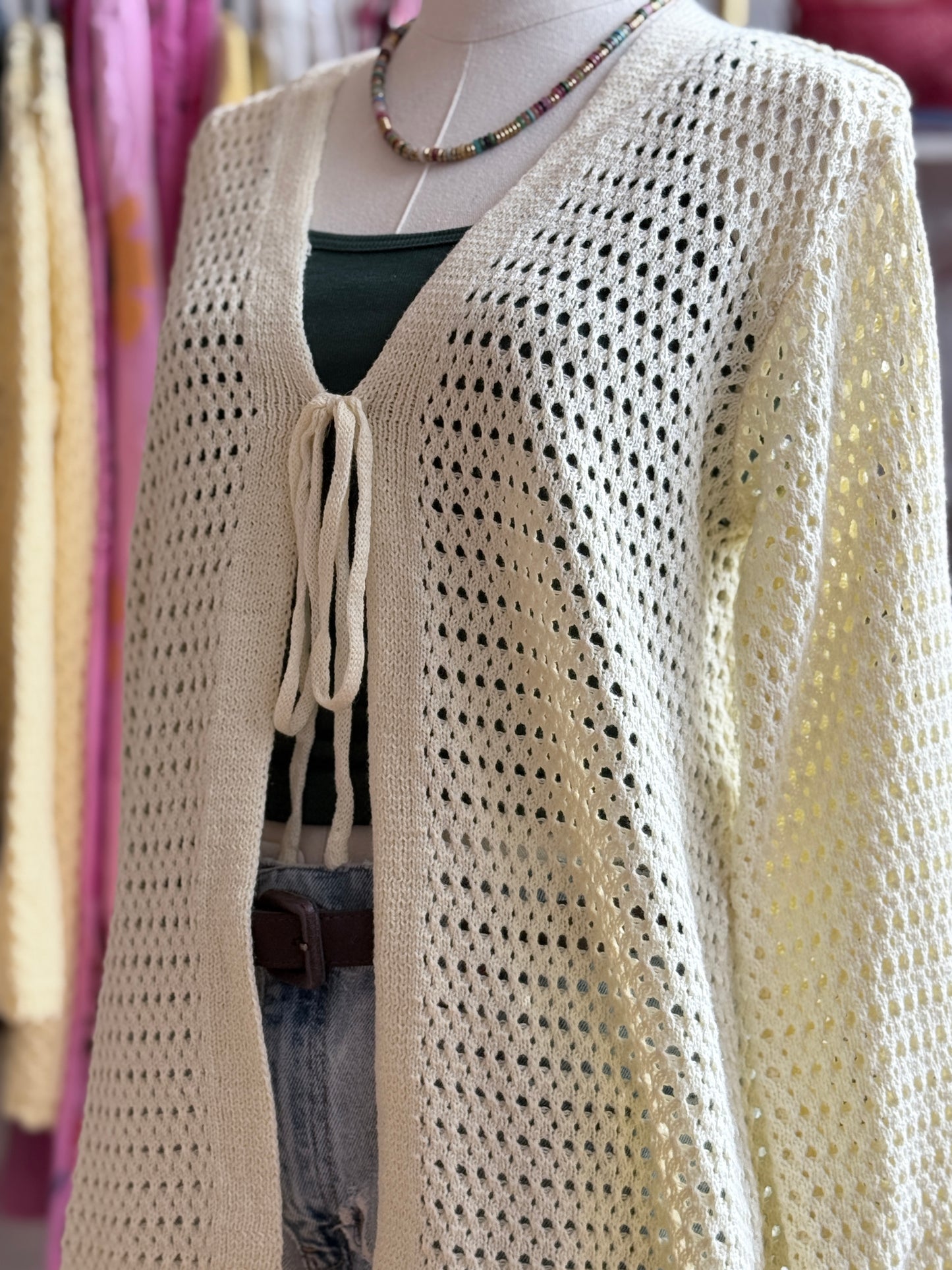 Butter Cream Tie Front Cardigan