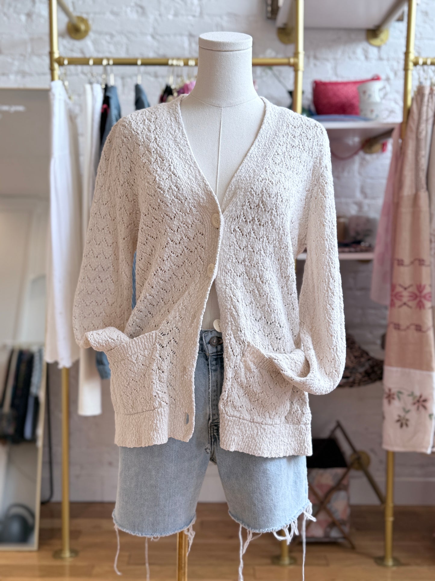 Ivory Crochet Cardigan
