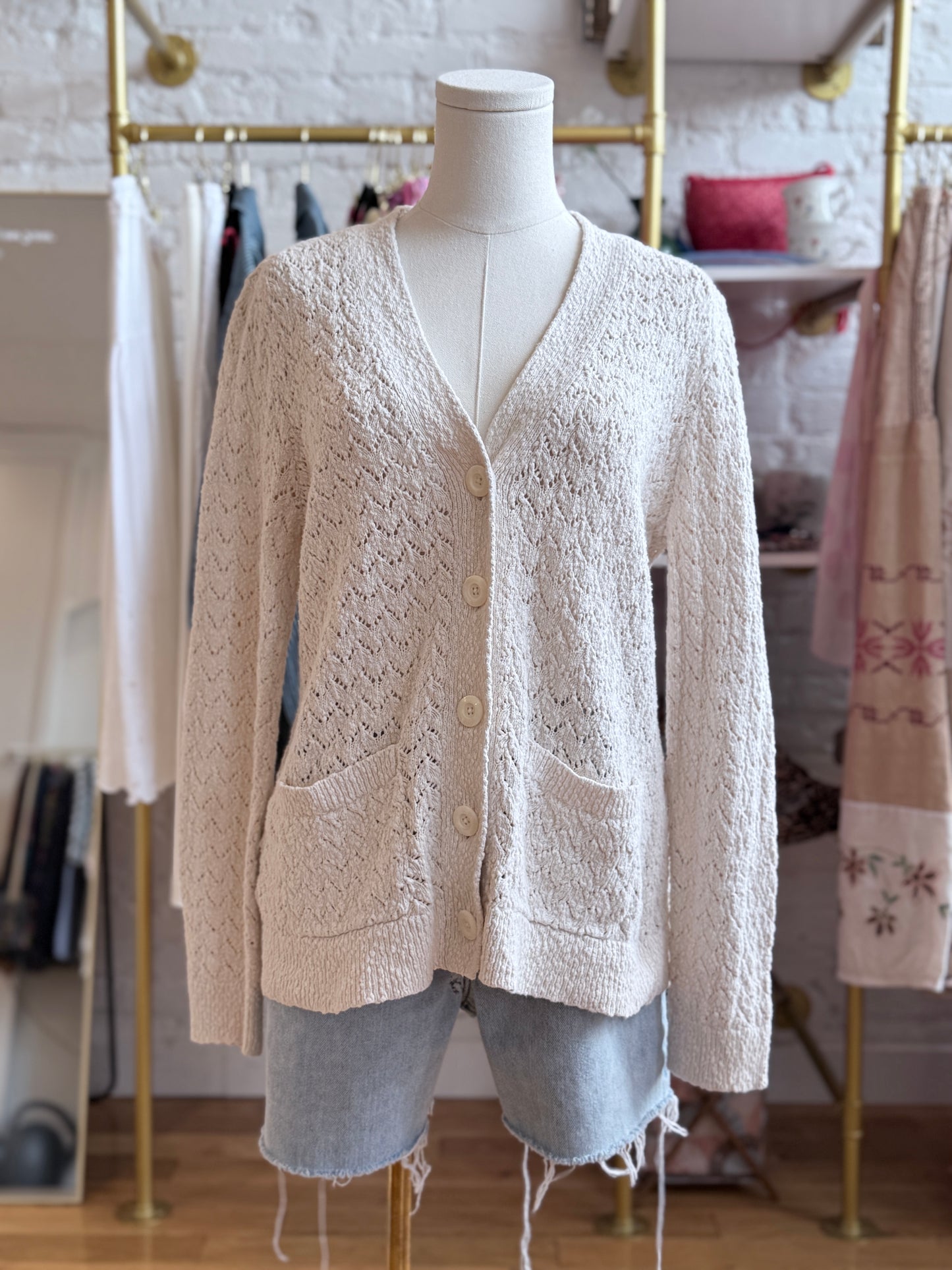 Ivory Crochet Cardigan