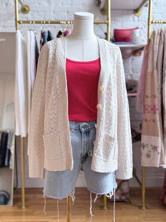 Ivory Crochet Cardigan