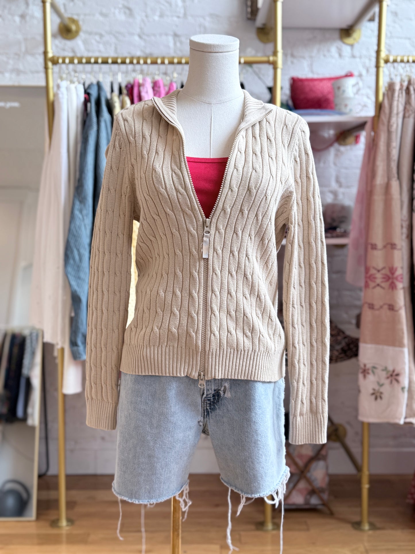 Tan Cotton Cardigan
