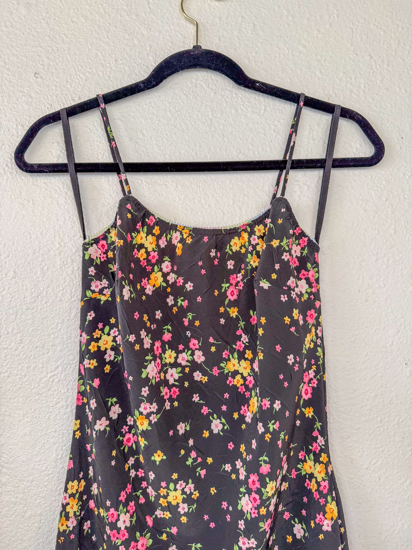 Black Floral Mini Dress- S