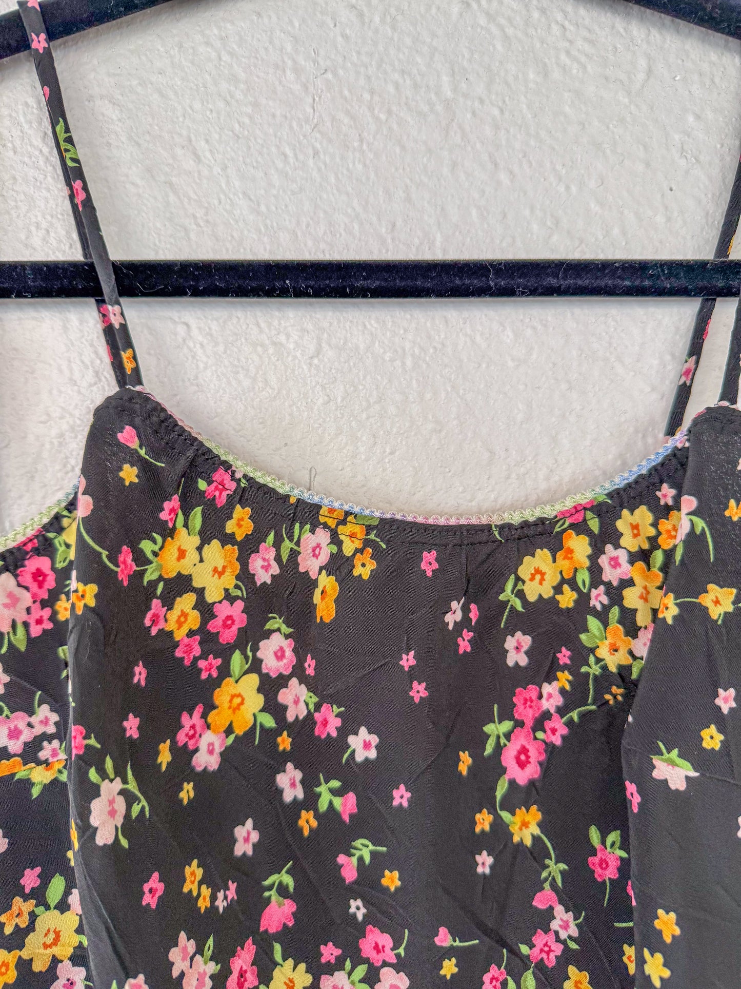 Black Floral Mini Dress- S