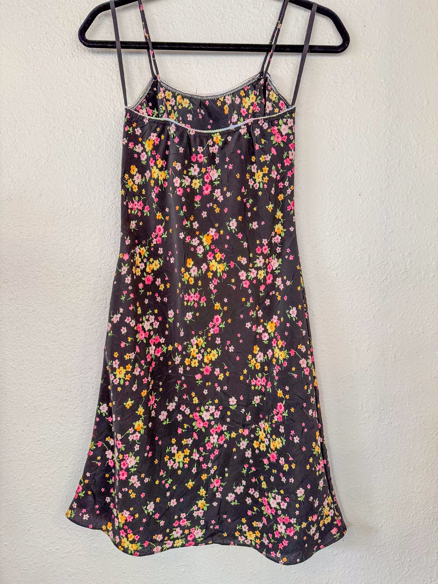 Black Floral Mini Dress- S