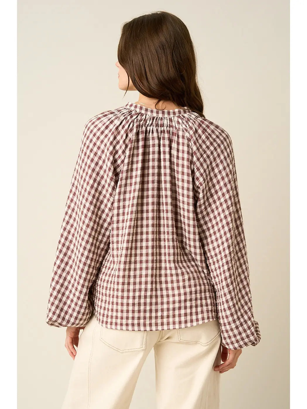 Gingham Button Blouse