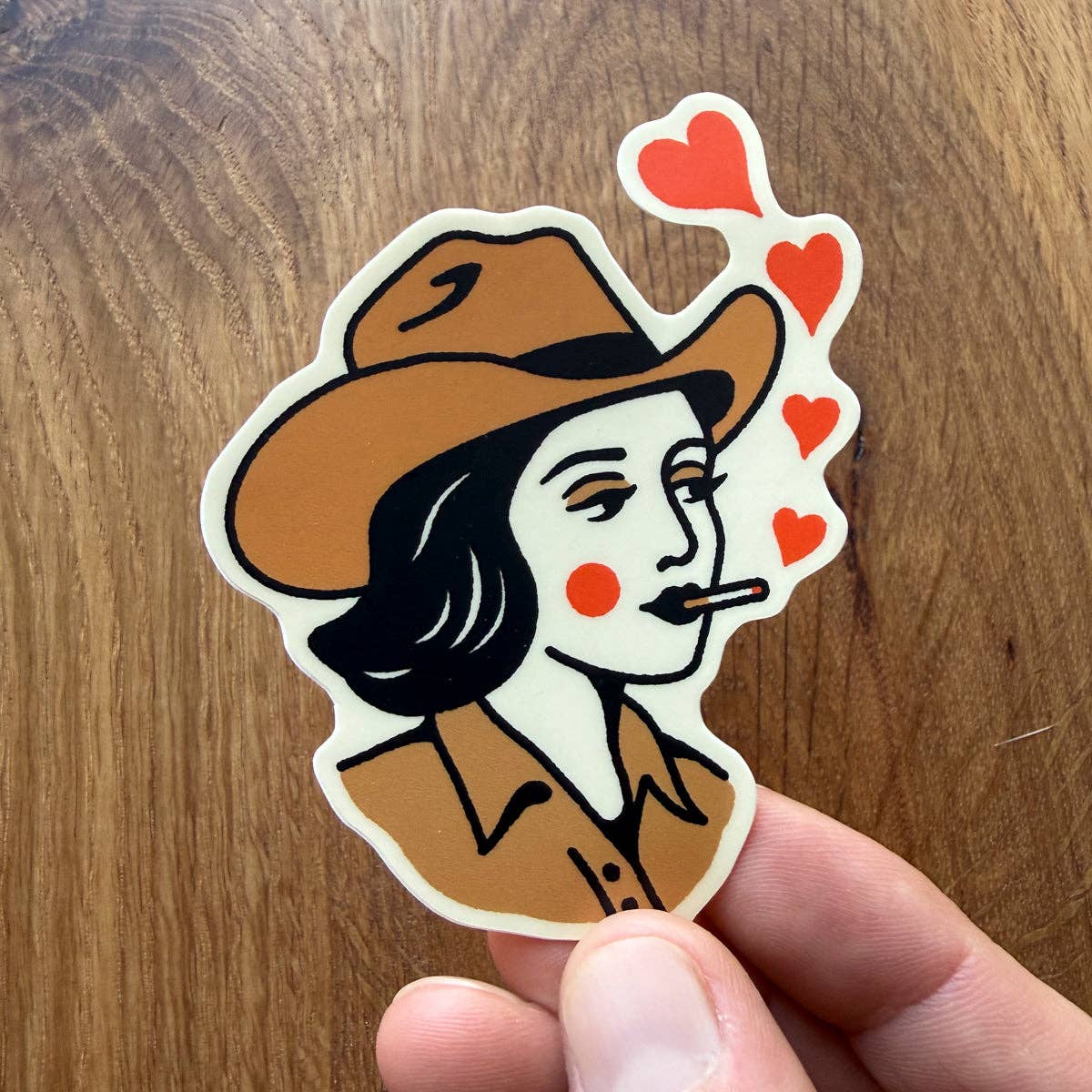 Sweetheart - 3 Inch Matte Vinyl Western Smoking Cowgirl Valentine Sticker