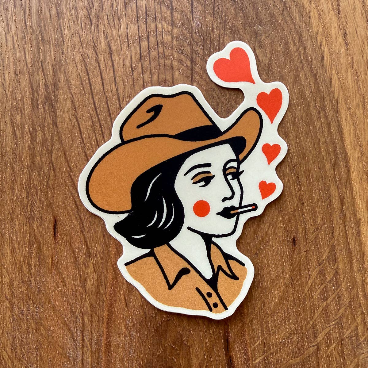 Sweetheart - 3 Inch Matte Vinyl Western Smoking Cowgirl Valentine Sticker